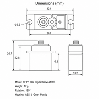 Servomoteur numérique sans balais FFTY 17g à dents en caoutchouc, interface JR pour pièces d'avion RC, voiture télécommandée, bras robotique
