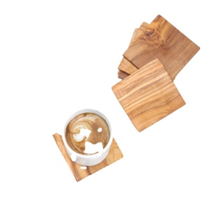Sous-verres en bois contemporains écologiques ArtisRaw de vente chaude-Sous-verres carrés en bois d'olivier durables - Product Image 4