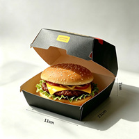 Emballage alimentaire en papier biodégradable personnalisé, boîte à poulet frit noir mat, emballage pour street food, boîte à burger, emballage français