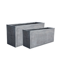 Pot Bunga Persegi Panjang Besar dari Fiberglass dengan Sentuhan Ukiran Tangan untuk Balkon Luar Ruangan, Sayuran, Desain Modern Sederhana