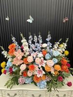 Monet Garten Frühlingsgang Blumenball Rosa Seide Handgefertigt Modern Gangdekoration Grün Weiß Blumenball Tischdekoration