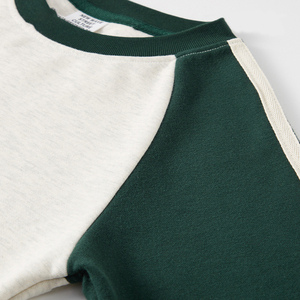 TKAN715 OEM, venta al por mayor, camiseta de Color de contraste de alta calidad para mujer, camiseta recortada raglán en blanco de manga larga con cuello redondo - Product Image 3