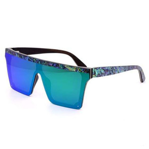 Flat Top Oversize Square PC frame Mujeres Moda Retro Gradient Eyewear Hombres Silver Big Frame Gafas de sol con Seashell Temples - Product Image 1