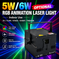 Laser d'animation RGB 5W 6W amélioré avec application sans fil ILDA DMX512, 255 motifs, 15Kpps pour DJ, club, scène, fête