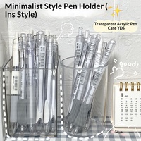 Porte-crayons carré transparent en plastique simple, organisateur de papeterie pour étudiants, organisateur de bureau, porte-stylos créatif en acrylique
