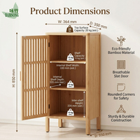 Meuble de rangement au sol en bambou écologique avec portes à lattes et étagères pour la maison, la salle de bain, la chambre à coucher, l'armoire - Vente directe usine