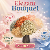 Fleur séchée 20-25cm pour décoration intérieure, Hortensia préservé pour Anna Hydrangea, fournitures de bouquets de plantes décoratives