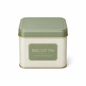 Petite boîte à biscuits carrée en métal, emballage personnalisé pour biscuits avec couvercle, vente en gros - Product Image 1