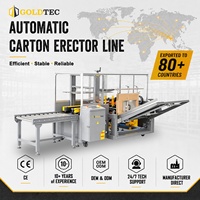 Línea de Empaquetado Automática de Cajas de Cartón Corrugado Goldtec con Control PLC, Máquina Formadora de Cajas con Cinta de 85 mm, Formadora de Cajas Automática