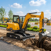 Mini-chargeuse-pelleteuse hydraulique SH60 de 6 tonnes avec accessoires prêts à l'emploi pour le creusement de fossés en verger et les travaux de démolition, certifiée CE