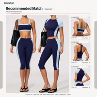 Leggings de yoga taille haute mi-mollet pour femme Dingtai, séchage rapide, compression, blocs de couleur, effet push-up, certifiés GCC