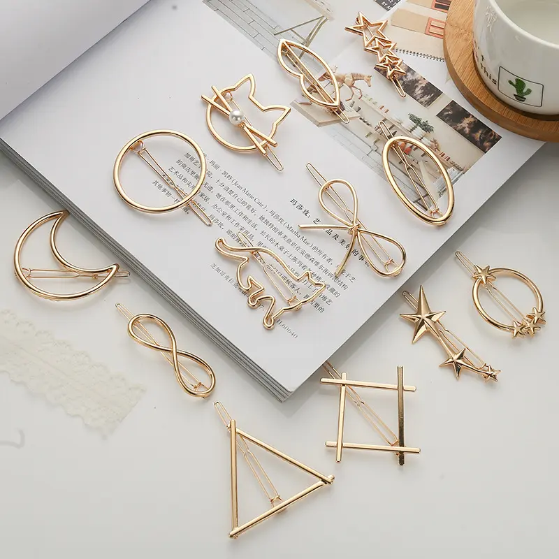 Роскошные заколки для волос в Корейском стиле, круглые, квадратные, треугольные, в форме звезды, жемчужные заколки для волос для женщин, девушек, детей
