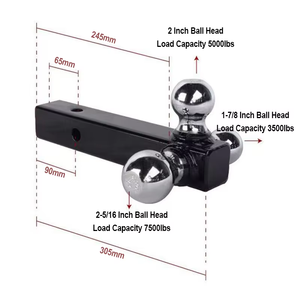 Nouvelle attache de remorque réglable à trois billes avec bouche carrée, manille à trois billes et bille de 2 pouces pour attache de remorque de camion - Product Image 2