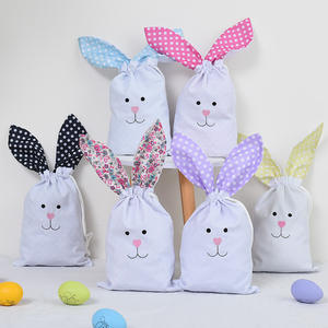 Sacchetto Regalo in Tessuto con Coniglietto Ricamato per Pasqua, Matrimoni e Feste di Compleanno, Decorazione per Caccia alle Uova di Pasqua - Product Image 1