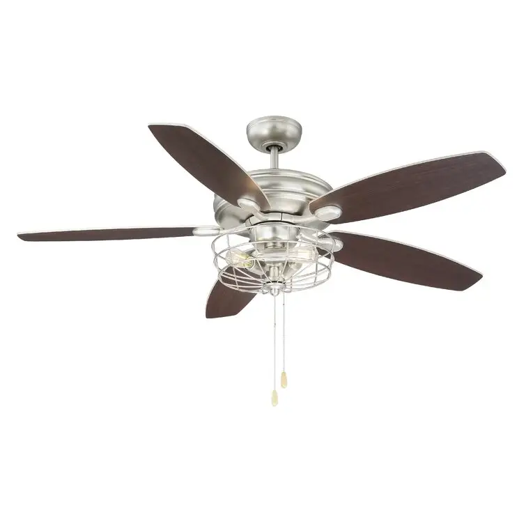 52'' Cairo 5 - Blade Standard Ceiling Light Fan with Pull Chain and Light Kit Included