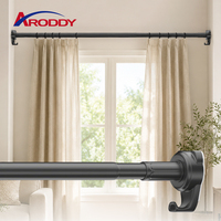 ARODDY ODM Tringle à rideau réglable robuste sans perçage de 25 mm, 62,99-98,43 pouces, en acier au carbone, avec verrouillage interne et crochets
