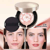 3Colors Swirl Marble Air Cushion Foundation 12 Jam Tahan Lama Tahan Air 3 in 1 Concealer Brightener Primer BB Cushion
