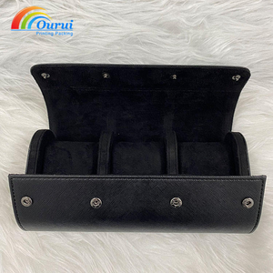 3 Slots PU Leather <b>Watch</b> Roll <b>Case</b>, Custom Logo Travel <b>Watch</b> Storage Box, Portable <b>Watch</b> Display Organizer for Men, Factory Dire - Product Image 2