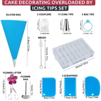 Kit de décoration de gâteaux professionnel de 116 pièces avec plateau tournant, embouts de pâtisserie, spatule en acier inoxydable, grattoir, outils de pâtisserie