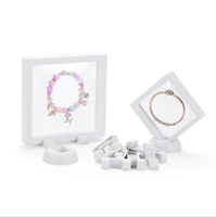 Boîte transparente en gros pour bijoux, présentoir flottant pour bijoux, boîte d'emballage en film PE pour collier, bracelet, bague, étui cadeau
