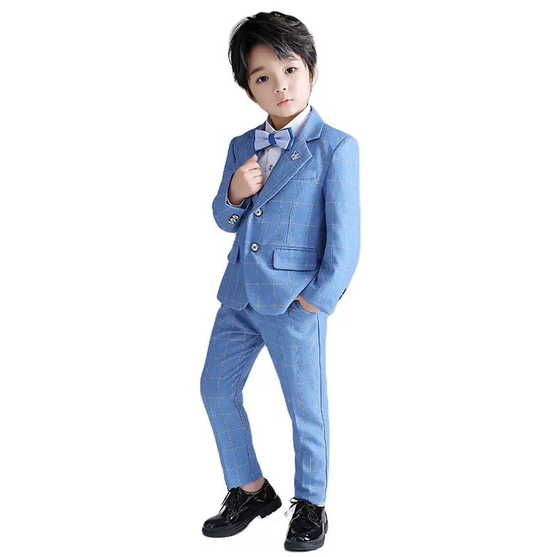 high quality Boys' Vest Set Boys Suits Formal Blazer Wedding Party blue Suit for baby