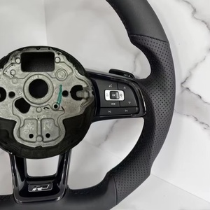 Volant en cuir pour Volkswagen VW <span class=keywords><strong>Golf</strong></span> 6 GTI MK 6 MK 7 R Polo Passat <span class=keywords><strong>Golf</strong></span> 7 <span class=keywords><strong>Golf</strong></span> 7.5 R Volant de voiture de sport - Product Image 5