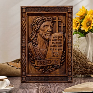 Placa de Madera con Retrato de Jesús Cristiano, Versículo Bíblico, Regalo Religioso de Libertad para Decoración de Pared de Iglesia u Hogar - Product Image 4