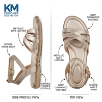 Chaussures plates en cuir pour femmes, de qualité soie, à largeur large, style décontracté, ouvertes, pour l'été
