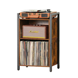 <span class=keywords><strong>Meuble</strong></span> de rangement moderne en métal et bois pour disques vinyles, support de platine pour salon, chambre et maison - Product Image 1