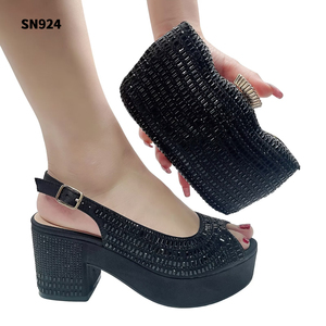 Inmysoh مطابقة المصمم الإيطالي وحقائب الزفاف مجموعة لتتناسب مع النساء اللباس الافريقي أحذية الكعب السميك الماس الكامل - Product Image 4