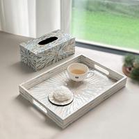 Plateau rectangulaire de style français/nordique, mosaïque, luxe léger, pour la maison, salon, table basse, plateau à thé
