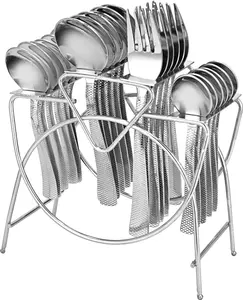 Desain Baru Sendok Garpu Stainless Steel Sendok Garpu Berdiri Meja Makan Sendok Garpu Rak untuk 24 Buah Sendok Berdiri Pemegang Dapur