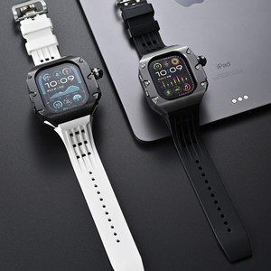 طقم تعديل فاخر من ألياف الكربون وسبائك التيتانيوم لساعة أبل ألترا 2 مقاس 49 ملم مع حزام من المطاط الفلوري قابل للتنفس - Product Image 3