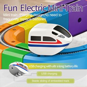 Ensemble de train modulaire 3D de 81 pièces avec train à gravité inversée rechargeable, boucles verticales, rails à l'envers, apprentissage STEM - Product Image 4