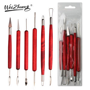 Weizhuang Z006 Juego <span class=keywords><strong>de</strong></span> 6 Cuchillos <span class=keywords><strong>de</strong></span> Acero Inoxidable con Mango <span class=keywords><strong>de</strong></span> Madera Roja, Herramientas <span class=keywords><strong>de</strong></span> Tallado <span class=keywords><strong>de</strong></span> Doble Punta, para Escultura en <span class=keywords><strong>Arcilla</strong></span>, Reparación y Arte - Product Image 6