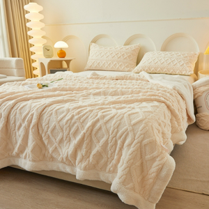 Manta de Lujo Acolchada de Tafetán y Franela <span class=keywords><strong>Sherpa</strong></span>, Tamaño <span class=keywords><strong>King</strong></span>, Manta de Lana Gruesa y Cálida para Invierno, Decoración para el Hogar, para Sofá Cama - Product Image 3