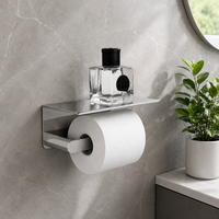 Support mural moderne et écologique personnalisable pour rouleau de papier toilette avec étagère, en acier inoxydable 304, pour salle de bain d'hôtel, garantie 5 ans