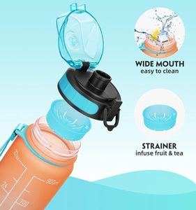Hot Sales BPA Free Eco-Friendly Fitness Motivational Custom Wholesale <b>Straw</b> <b>Drinking</b> Plastic Water <b>Bottle</b> Time Marker Applicable - Product Image 2