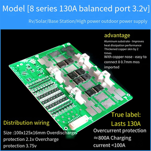 Carte de protection de batterie Li-Ion Lithium 8S 24V 130A avec équilibrage pour outils électriques, onduleur de camping-car et alimentation de secours - Product Image 6