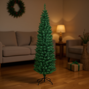 Árbol de Navidad de Lápiz de 1.8 m, Delgado, Artificial, de PVC, Diseño que Ahorra Espacio, Decoración Interior, Base Incluida, Sin Luces - Product Image 2