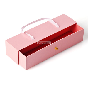 Custom Logo Reusable Cufflink Sliding Drawer Box Handmade Luxury <b>Pink</b> Jewelry Storage <b>Gift</b> Box with Paper Bag - Product Image 4