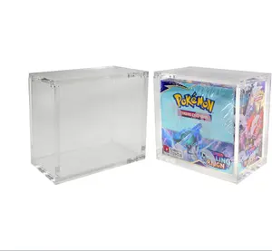 Caja de exhibición de Pokémon inglesa al por mayor con tapa magnética, caja de refuerzo de tarjetas de Pokémon con tapa de carga superior, vitrina acrílica