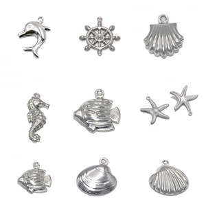 Dijes de Acero Inoxidable con Forma de Delfín, Pez, Estrella de Mar, Concha y Caballito de Mar, Accesorio de Joyería DIY Unisex - Product Image 1
