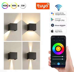 Tuya thông minh mờ wifi Wifi dẫn đèn tường 9W RGBW ngoài trời ứng dụng trong nhà không thấm nước Đèn treo tường Dimmable làm việc với <span class=keywords><strong>Alexa</strong></span> Google - Product Image 3
