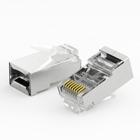 Konektor Ethernet RJ45 Modular Berlapis Emas 8P8C Terlindung Cat5e Cat6 untuk Server Standar 94-V2