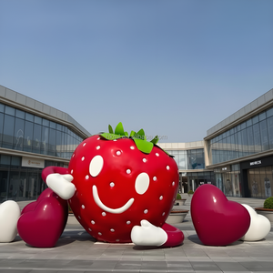 ประติมากรรมสตรอว์เบอร์รีไฟเบอร์กลาส รูปปั้นผลไม้ตกแต่งแบบศิลปะ สำหรับตกแต่งสวนกลางแจ้งขนาดใหญ่พิเศษ ของตกแต่งพื้นขนาดใหญ่ - Product Image 4