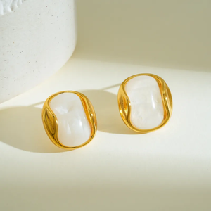 Modernos Pendientes Geométricos de Resina con Baño de Oro de 18K y Acero Inoxidable 304, Estilo Simple para Uso Diario de Mujeres - Product Image 6