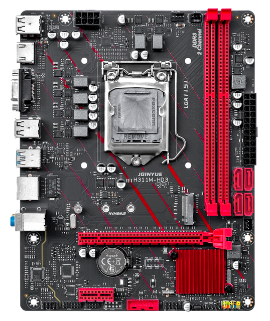 JGINYUE H311M-HD3 Motherboard DDR3 PC Gaming Supports 6th/7th/8th/9th Generation I3/I5/I7/Pentium/Celeron Processors