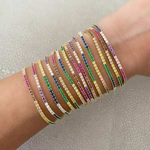 Bracciale Tennis con Zirconi Colorati <span class=keywords><strong>Arcobaleno</strong></span> Placcato Oro e Argento di Alta Qualità per Donna Gioielli alla Moda - Product Image 1