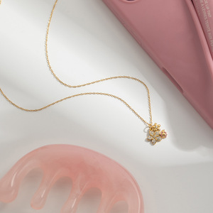 Collier pendentif coccinelle fleurie en acier inoxydable avec strass, bijou fantaisie pour femme, idée cadeau - Product Image 4